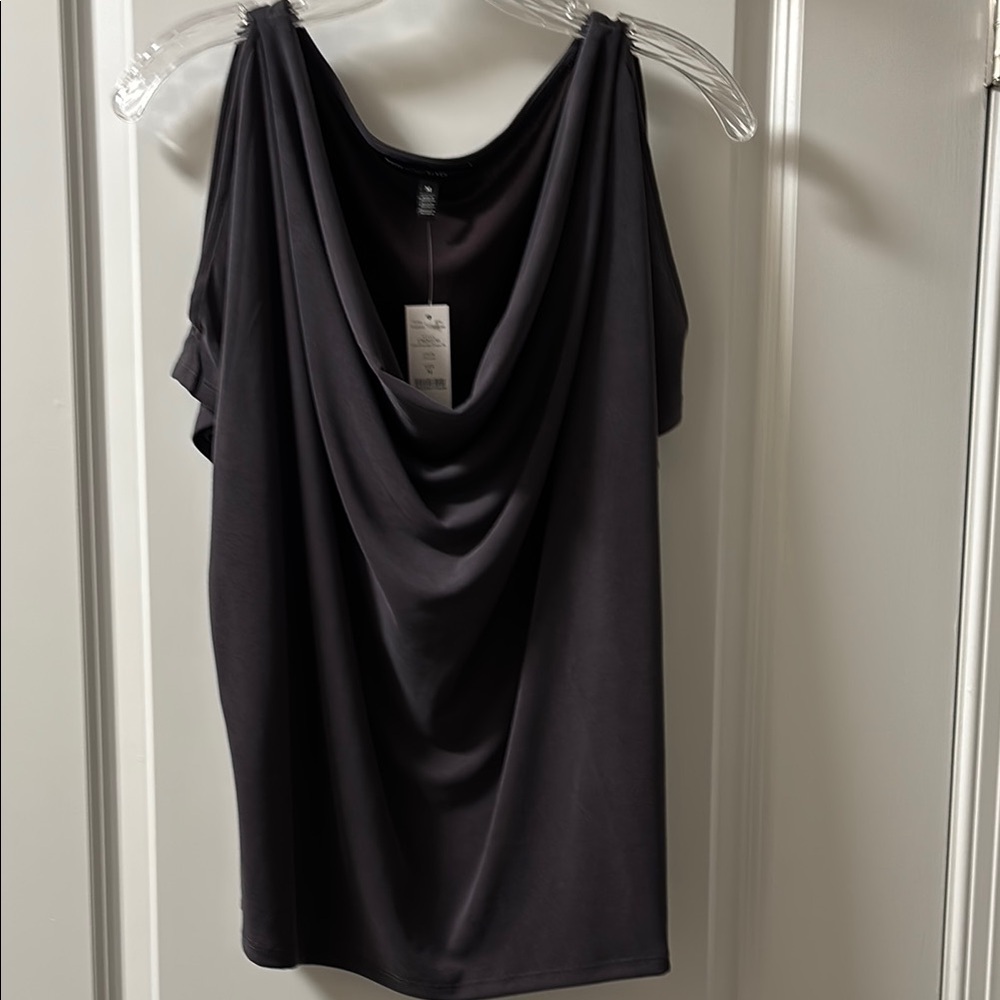 Elegant Cold Shoulder Drape Neck Top